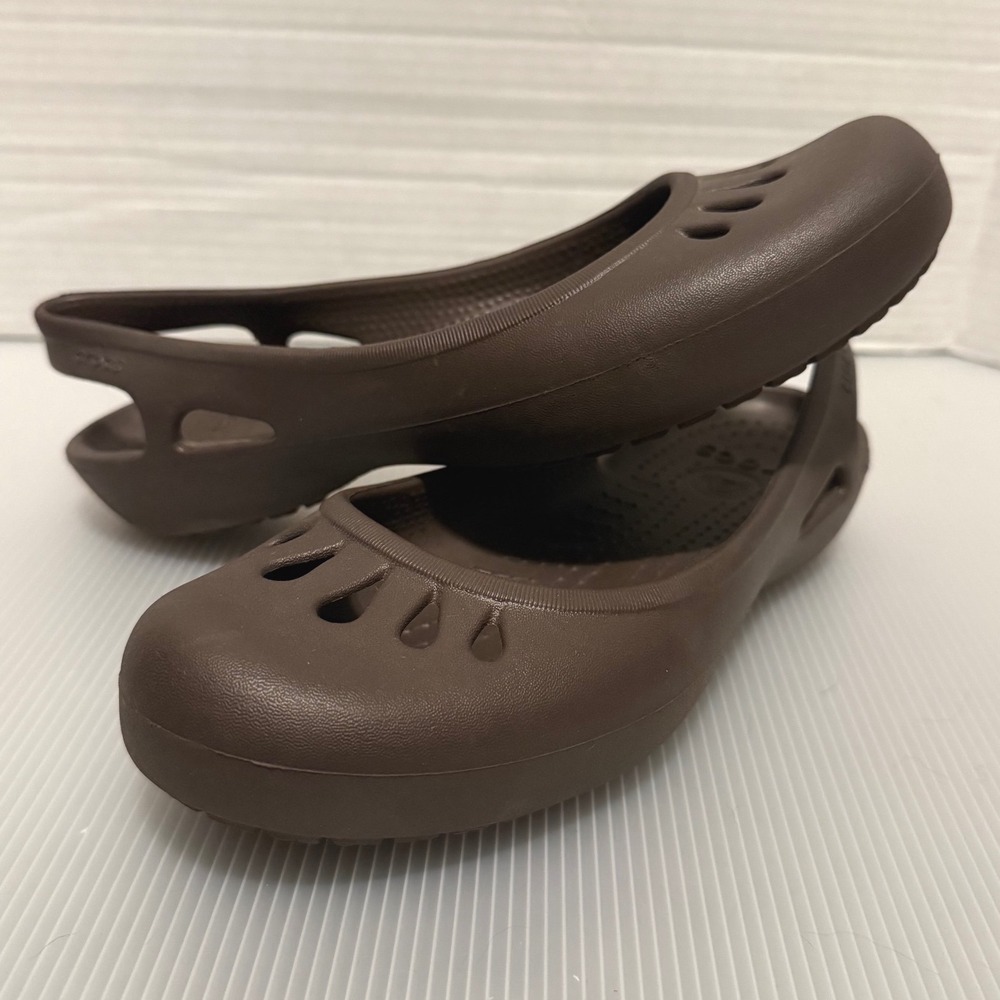 Crocs Kadee Slingback Flats Womens Size 9 Brown Good Cutout Comfort Shoes